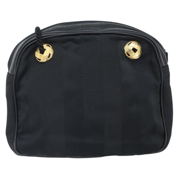 Salvatore Ferragamo Shoulder Bag Canvas Black Gold Auth 166679