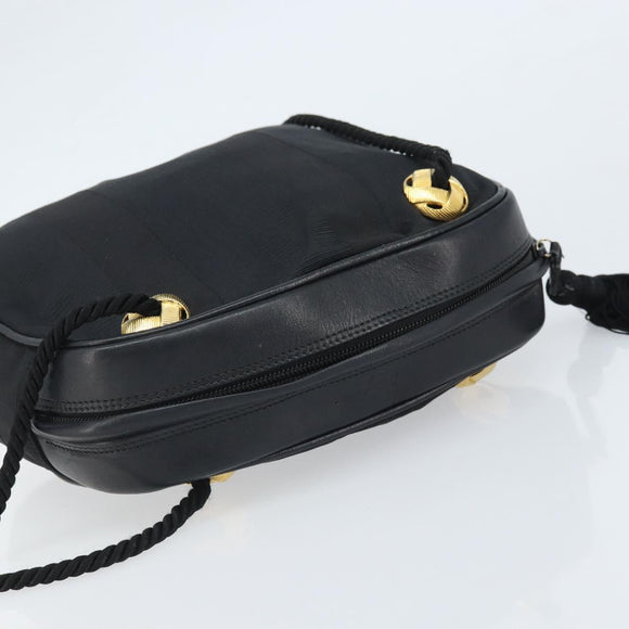 Salvatore Ferragamo Shoulder Bag Canvas Black Gold Auth 166679