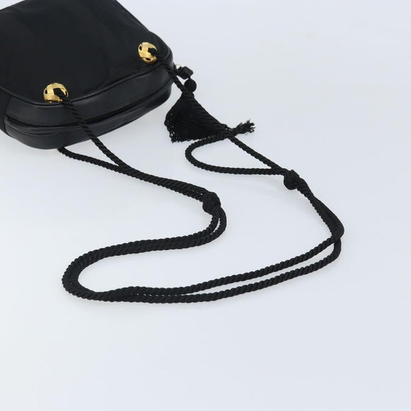Salvatore Ferragamo Shoulder Bag Canvas Black Gold Auth 166679