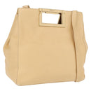 Salvatore Ferragamo Hand Bag Leather 2way Beige Gold Auth 166680-1