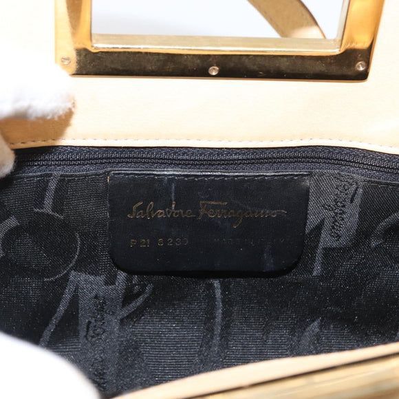 Salvatore Ferragamo Hand Bag Leather 2way Beige Gold Auth 166680