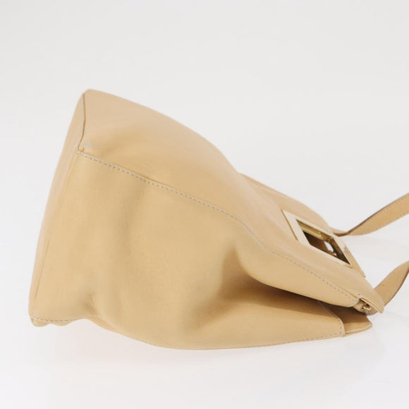 Salvatore Ferragamo Hand Bag Leather 2way Beige Gold Auth 166680