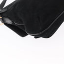 Salvatore Ferragamo Gancini Shoulder Bag Suede Leather Black Gold Auth 166681-12