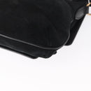 Salvatore Ferragamo Gancini Shoulder Bag Suede Leather Black Gold Auth 166681-13