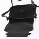 Salvatore Ferragamo Gancini Shoulder Bag Suede Leather Black Gold Auth 166681-15