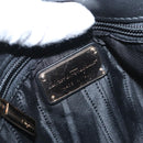 Salvatore Ferragamo Gancini Shoulder Bag Suede Leather Black Gold Auth 166681-16