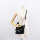 Salvatore Ferragamo Gancini Shoulder Bag Suede Leather Black Gold Auth 166681-23