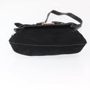 Salvatore Ferragamo Gancini Shoulder Bag Suede Leather Black Gold Auth 166681-9