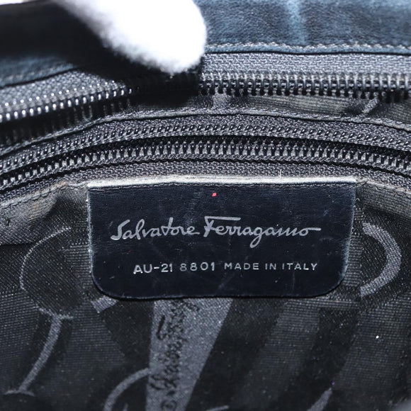 Salvatore Ferragamo Vala Shoulder Bag Nylon Black Auth 166682