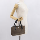 PRADA Hand Bag Nylon Beige Silver Auth 166683-27