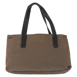 PRADA Hand Bag Nylon Beige Silver Auth 166683 - 0