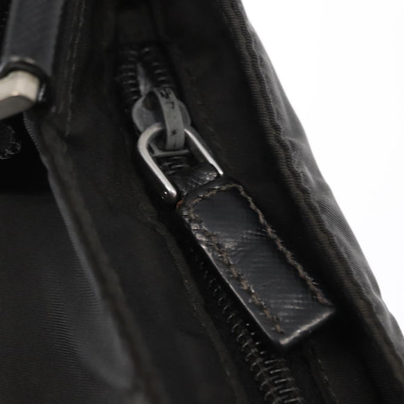 PRADA Shoulder Bag Nylon Black Silver Auth 166684