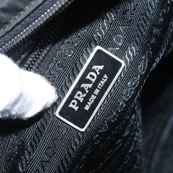 PRADA Shoulder Bag Nylon Black Silver Auth 166684