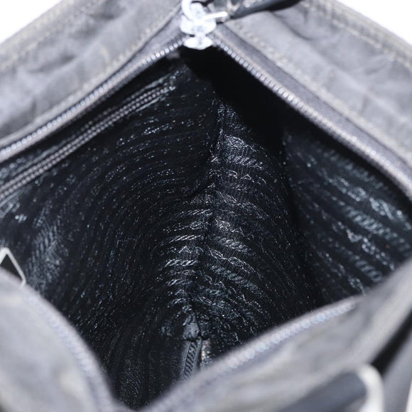 PRADA Shoulder Bag Nylon Black Silver Auth 166684