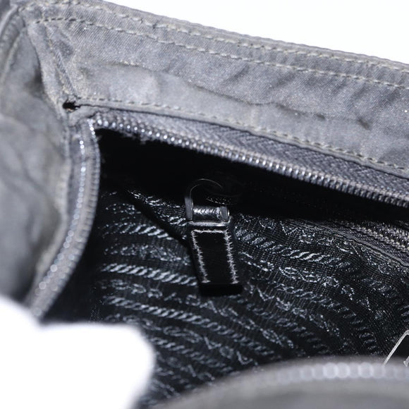PRADA Shoulder Bag Nylon Black Silver Auth 166684
