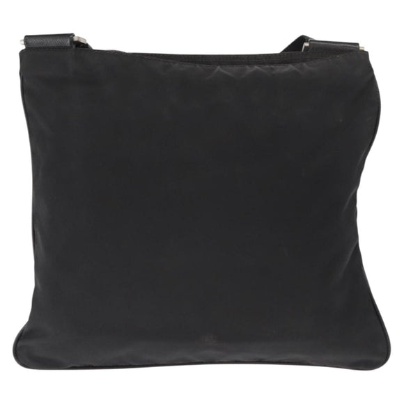 PRADA Shoulder Bag Nylon Black Silver Auth 166684