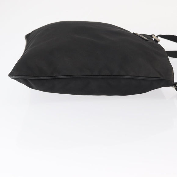 PRADA Shoulder Bag Nylon Black Silver Auth 166684