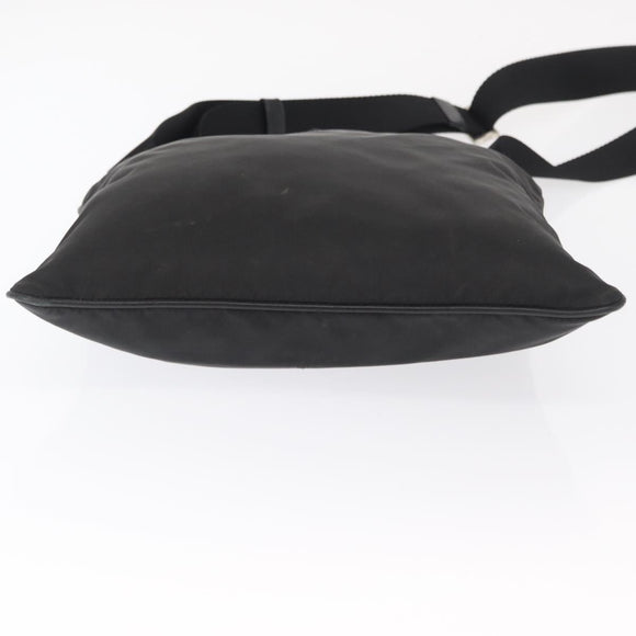 PRADA Shoulder Bag Nylon Black Silver Auth 166684