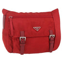 PRADA Shoulder Bag Nylon Red Silver Auth 166685-1