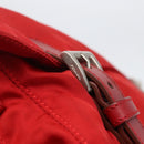 PRADA Shoulder Bag Nylon Red Silver Auth 166685-14