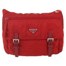 PRADA Shoulder Bag Nylon Red Silver Auth 166685-2