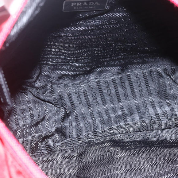 PRADA Shoulder Bag Nylon Red Silver Auth 166685