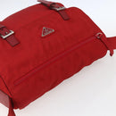 PRADA Shoulder Bag Nylon Red Silver Auth 166685-6