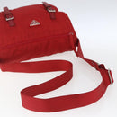 PRADA Shoulder Bag Nylon Red Silver Auth 166685-7