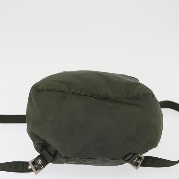 PRADA Backpack Nylon Khaki Silver Auth 166688