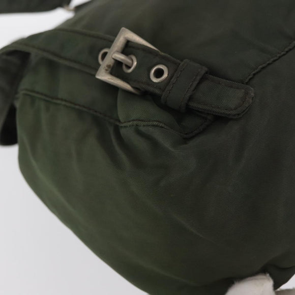 PRADA Backpack Nylon Khaki Silver Auth 166688