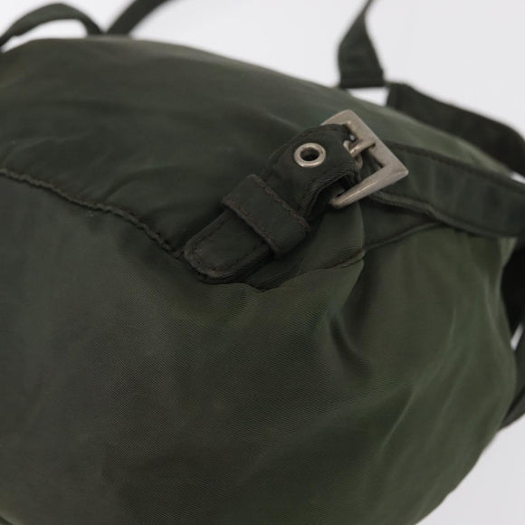 PRADA Backpack Nylon Khaki Silver Auth 166688