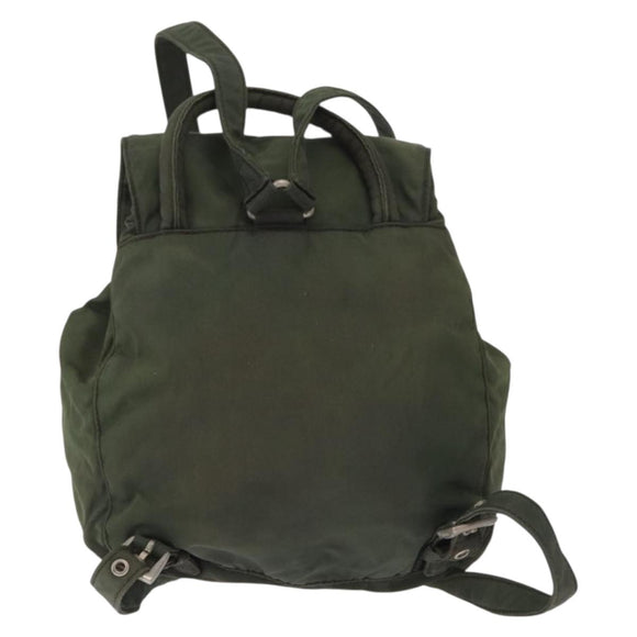 PRADA Backpack Nylon Khaki Silver Auth 166688