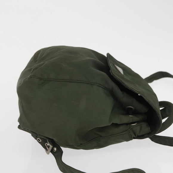 PRADA Backpack Nylon Khaki Silver Auth 166688