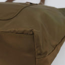 PRADA Tote Bag Nylon Khaki Silver Auth 166690-9