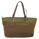 PRADA Tote Bag Nylon Khaki Silver Auth 166690-2