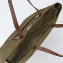 PRADA Tote Bag Nylon Khaki Silver Auth 166690-6