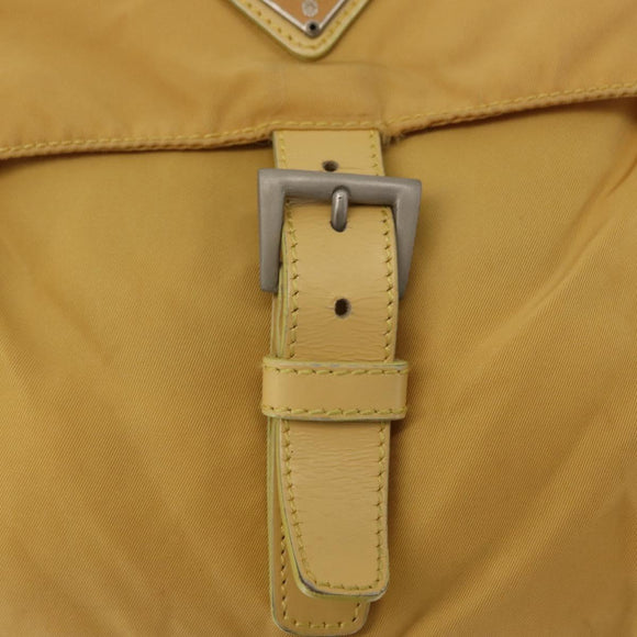 PRADA Shoulder Bag Nylon Yellow Silver Auth 166691