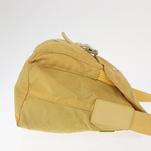 PRADA Shoulder Bag Nylon Yellow Silver Auth 166691