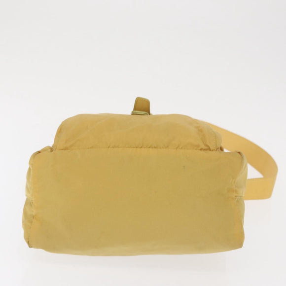 PRADA Shoulder Bag Nylon Yellow Silver Auth 166691