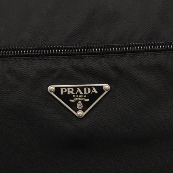 PRADA Shoulder Bag Nylon Black Silver Auth 166693