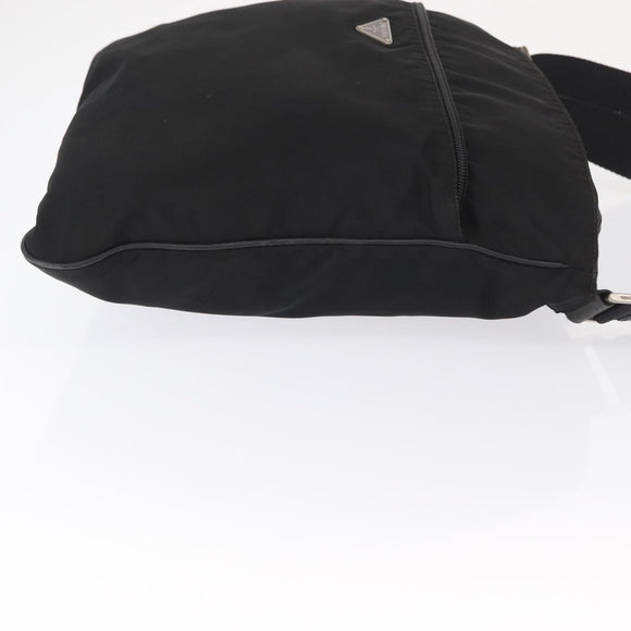PRADA Shoulder Bag Nylon Black Silver Auth 166693