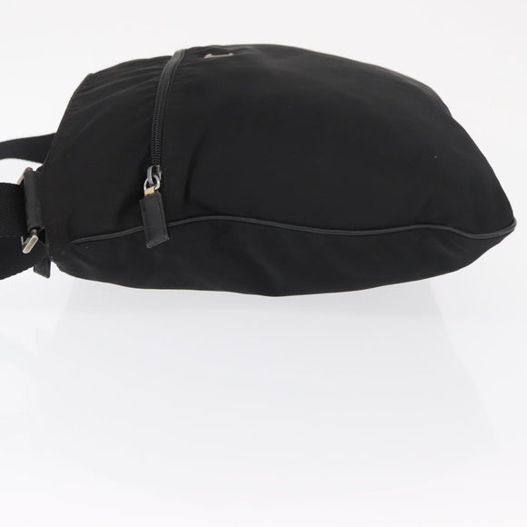 PRADA Shoulder Bag Nylon Black Silver Auth 166693