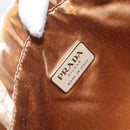 PRADA Hand Bag Velor Beige Silver Auth 166694-18