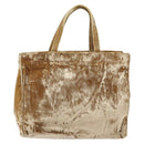 PRADA Hand Bag Velor Beige Silver Auth 166694-13