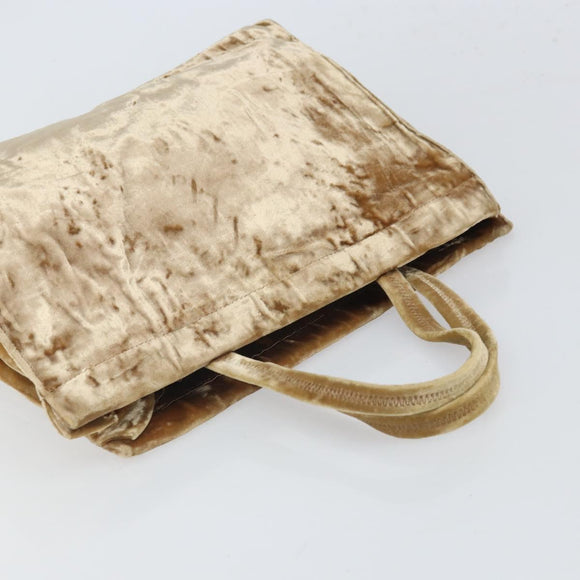 PRADA Hand Bag Velor Beige Silver Auth 166694