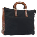 PRADA Hand Bag Nylon Leather Black Silver Auth 166695-1