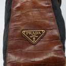 PRADA Hand Bag Nylon Leather Black Silver Auth 166695-17