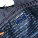 PRADA Hand Bag Nylon Leather Black Silver Auth 166695-18
