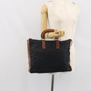 PRADA Hand Bag Nylon Leather Black Silver Auth 166695-23
