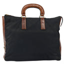 PRADA Hand Bag Nylon Leather Black Silver Auth 166695-13